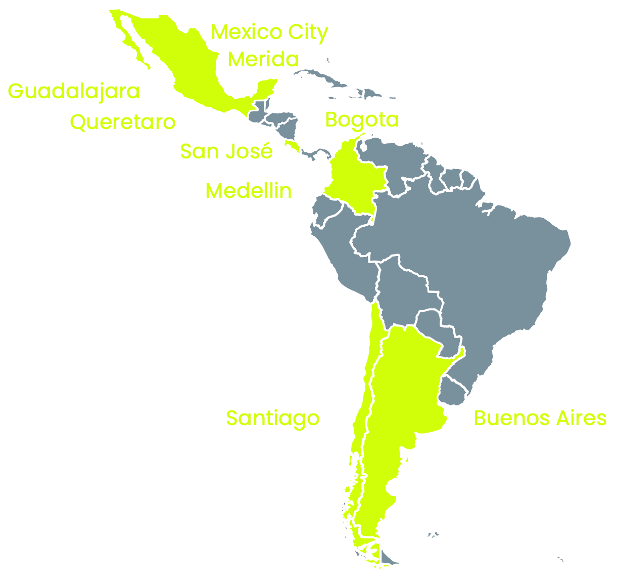 Map of Tech Cities in Latin America